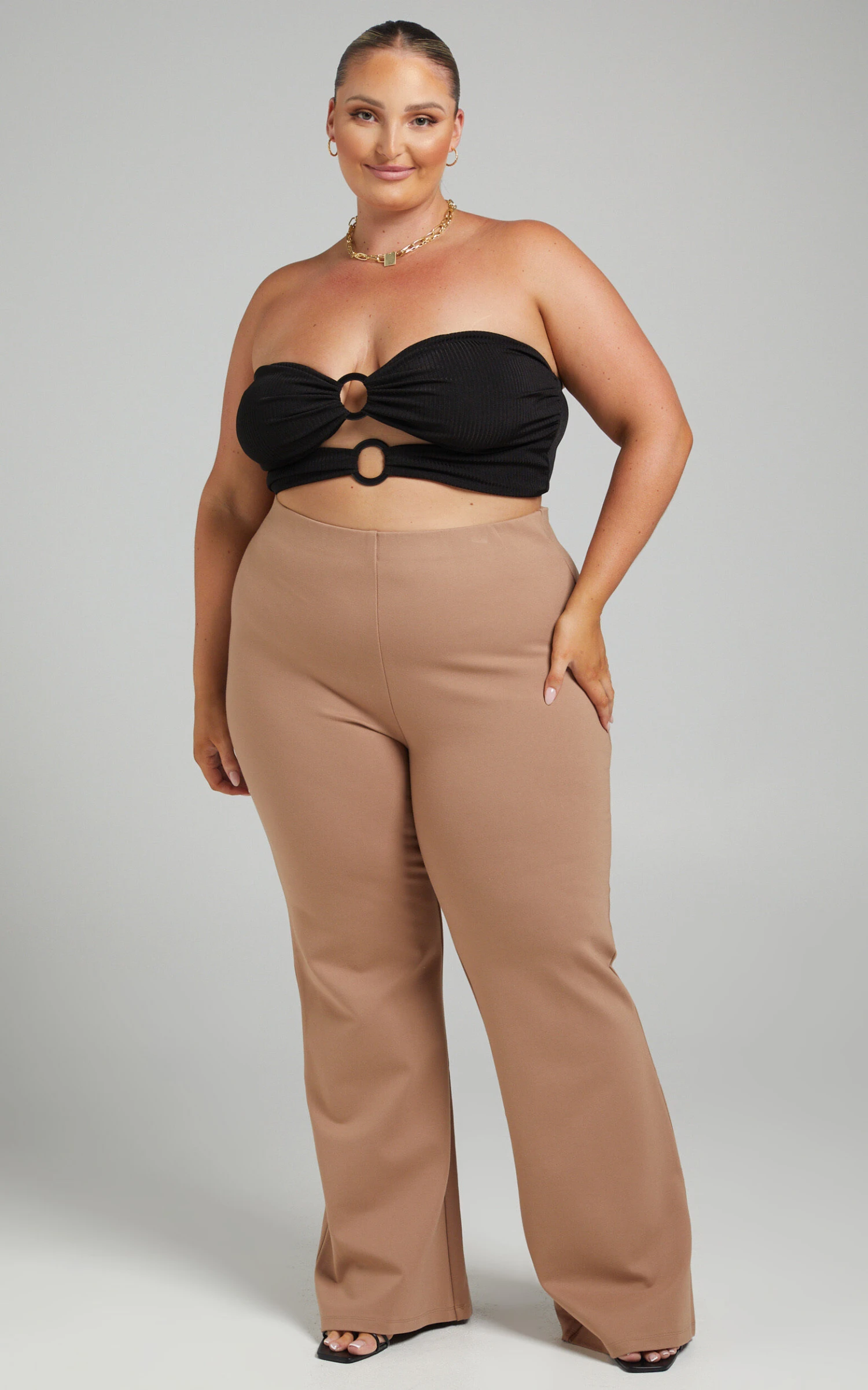 Showpo Margot Flared Pants In Camel 3 Showpo Margot Flared Pants In Camel - Image 3