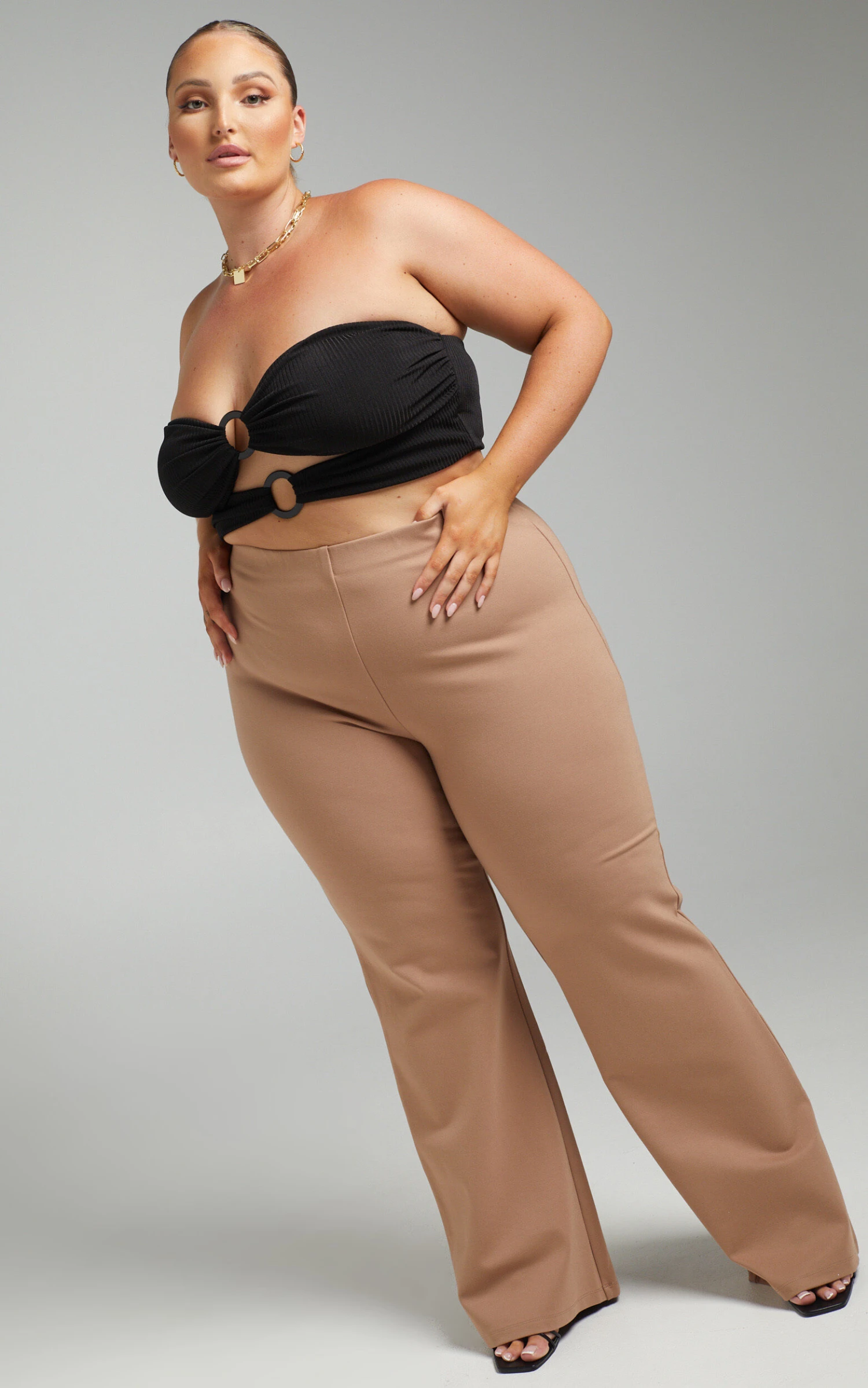 Showpo Margot Flared Pants In Camel 9 Showpo Margot Flared Pants In Camel - Image 9