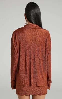 Showpo Rosamund Relaxed Button Up Crinkle Shirt In Clay 13 Showpo Rosamund Relaxed Button Up Crinkle Shirt In Clay -Showpo Women's Clothing Store ROSAMUND RELAXED BUTTON UP PLISSE SHIRT IN CLAY 7