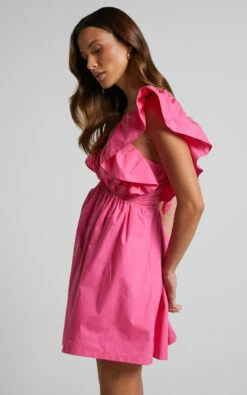 Showpo Raiza Mini Dress - Ruffle Sleeve Tie Back Plunge Dress In Fuchsia 15 Showpo Raiza Mini Dress - Ruffle Sleeve Tie Back Plunge Dress In Fuchsia -Showpo Women's Clothing Store Raiza Mini Dress Ruffle Sleeve Tie Back Plunge Dress in Fuchsia 4
