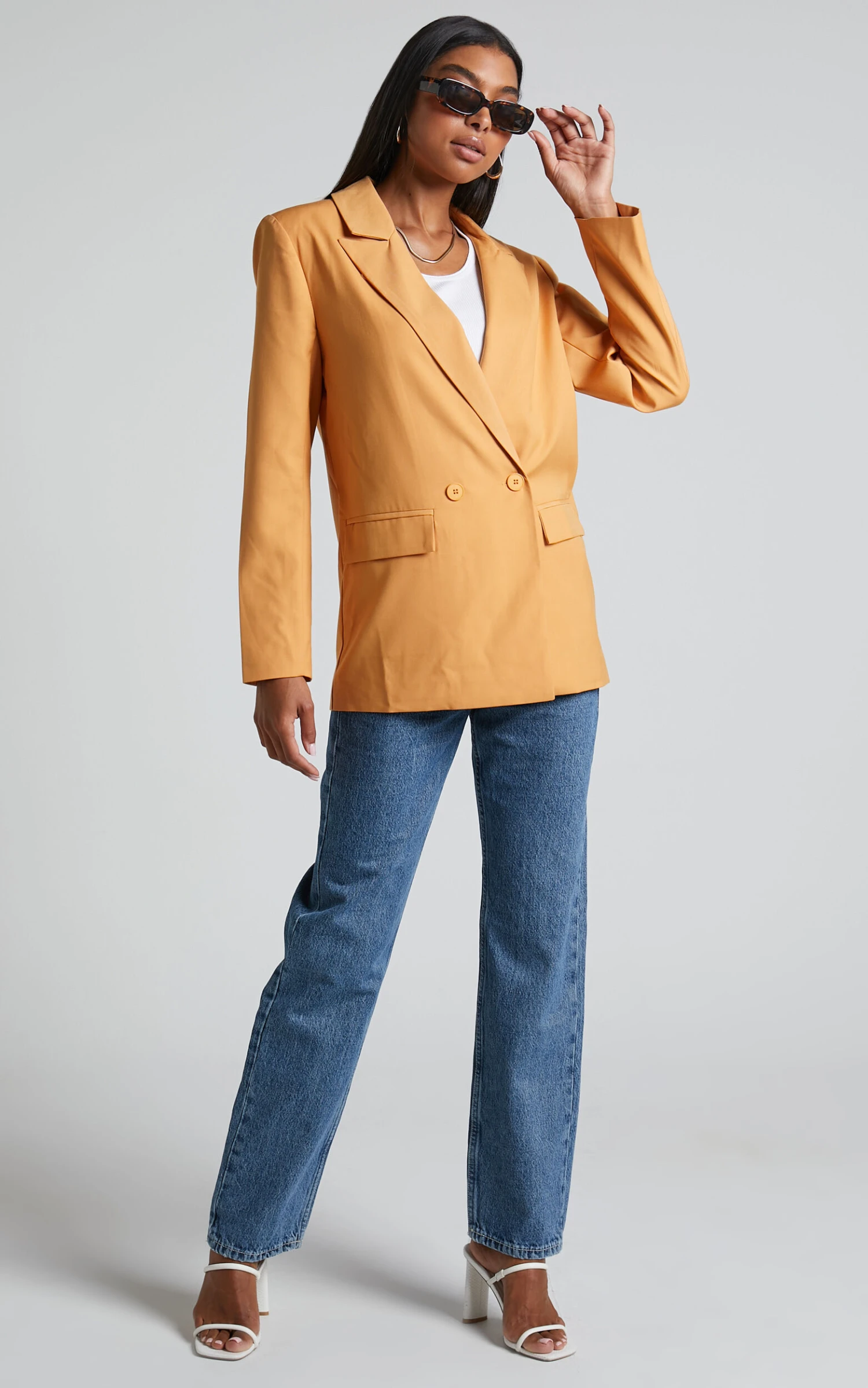 Showpo Raizella Blazer - Double Breasted Blazer In Orange 5 Showpo Raizella Blazer - Double Breasted Blazer In Orange - Image 5