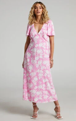 Showpo Ranella Button Front Midi Dress In Pink Floral 7 Showpo Ranella Button Front Midi Dress In Pink Floral -Showpo Women's Clothing Store Ranella Button Front Midi Dress in Pink Floral 2528SD21100155012529