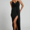 Showpo Raquella Maxi Dress - Twist Front Thigh Split Strapless Dress In Black