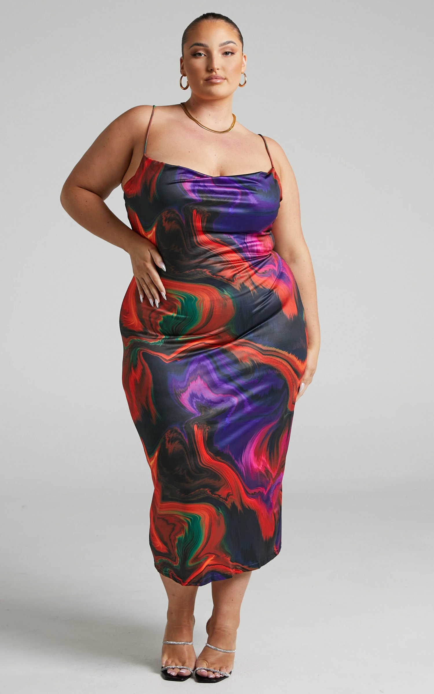 Showpo Rhaine Cowl Midi Dress In Phoenix Rising 3 Showpo Rhaine Cowl Midi Dress In Phoenix Rising - Image 3