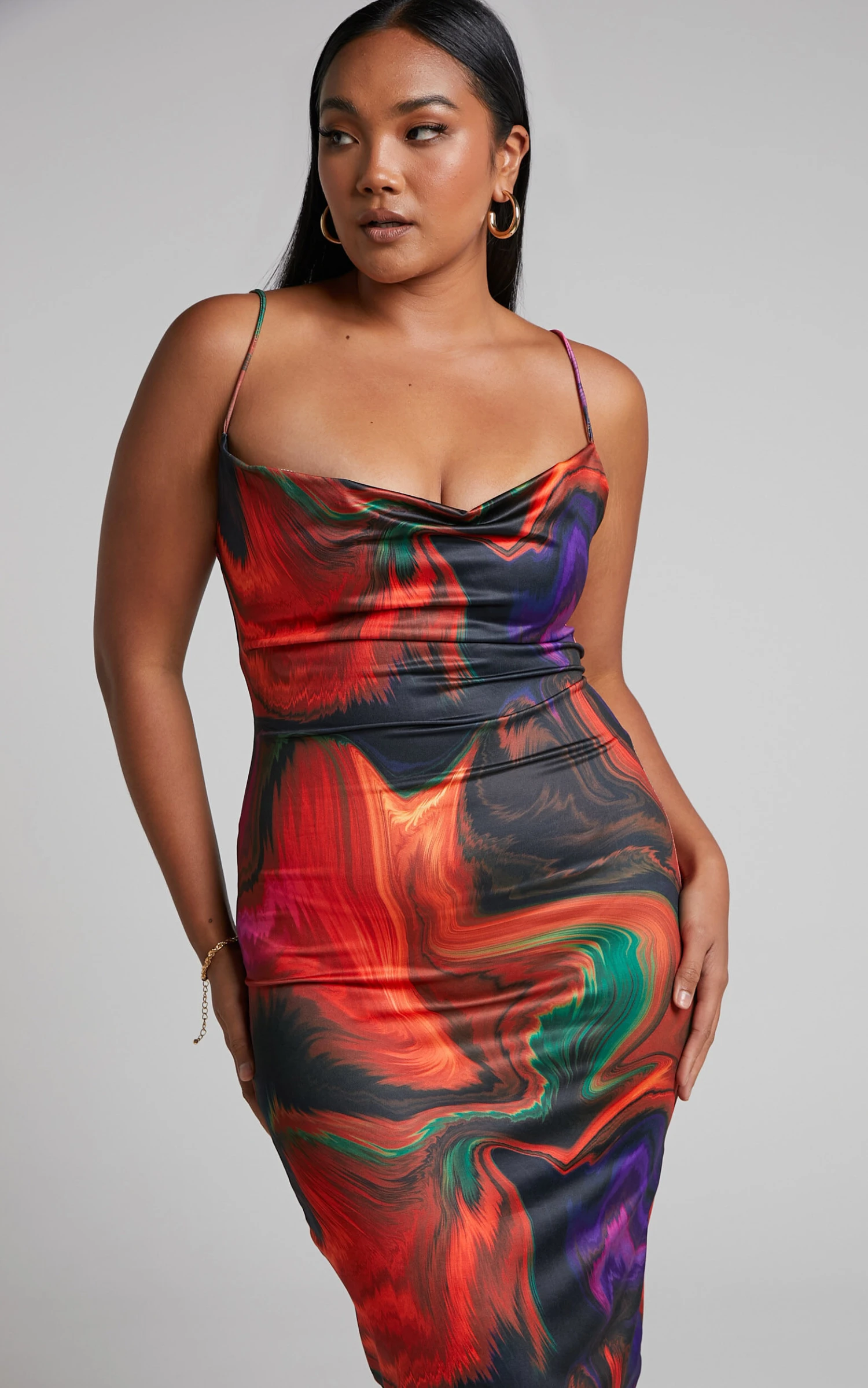 Showpo Rhaine Cowl Midi Dress In Phoenix Rising 5 Showpo Rhaine Cowl Midi Dress In Phoenix Rising - Image 5