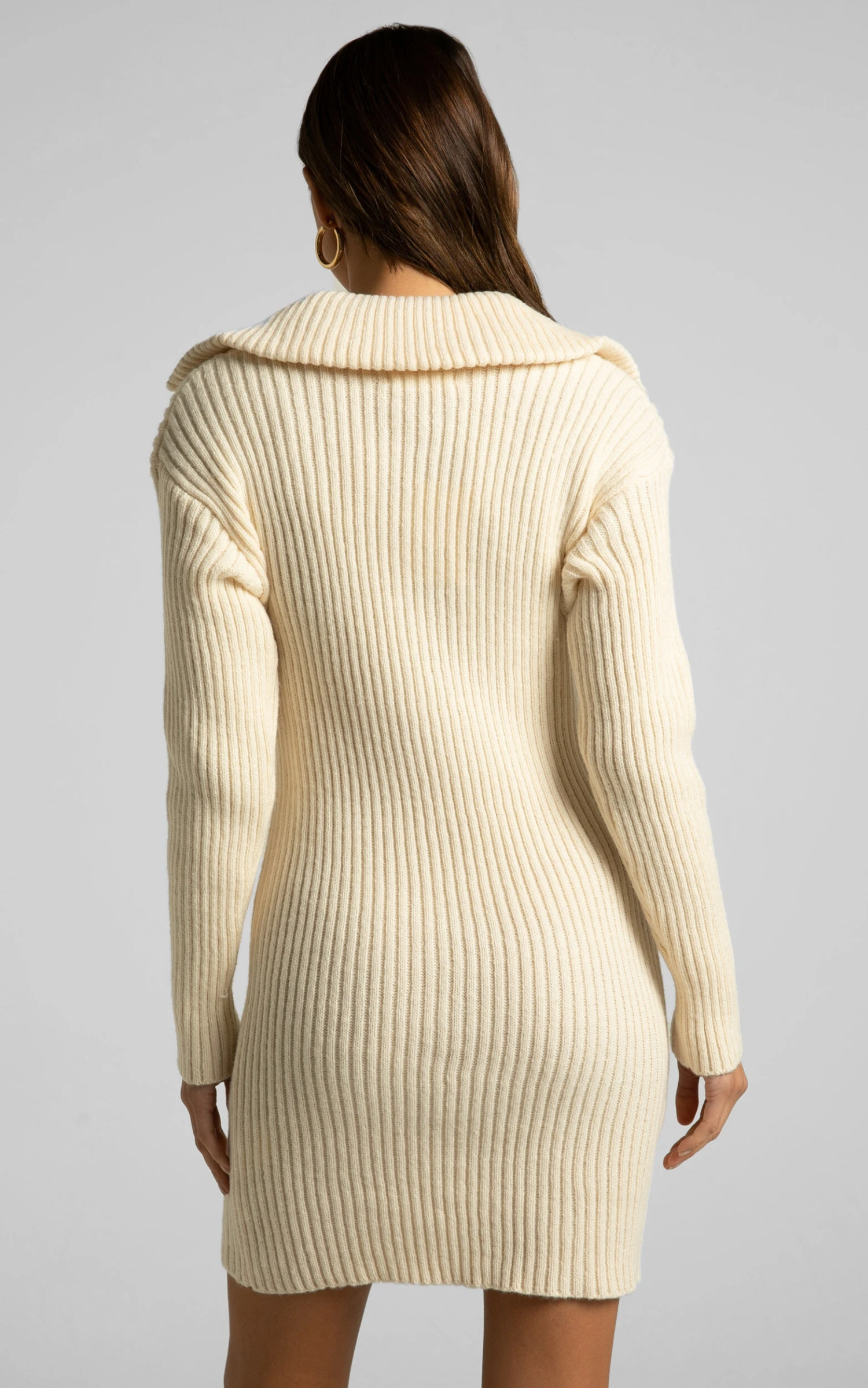 Showpo Rhenanita Quarter Zip Knit Dress In Cream 8 Showpo Rhenanita Quarter Zip Knit Dress In Cream - Image 8