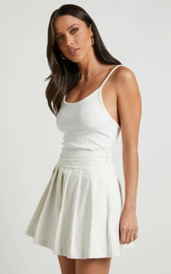 Showpo Rhexy Pleated Cord Mini Skirt In Ivory -Showpo Women's Clothing Store Rhexy Pleated Cord Mini Skirt in Ivory 6