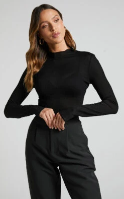 Showpo Rhialyn Long Sleeve Sheer Top In Black 12 Showpo Rhialyn Long Sleeve Sheer Top In Black -Showpo Women's Clothing Store Rhialyn Long Sleeve Sheer Top in Black 5