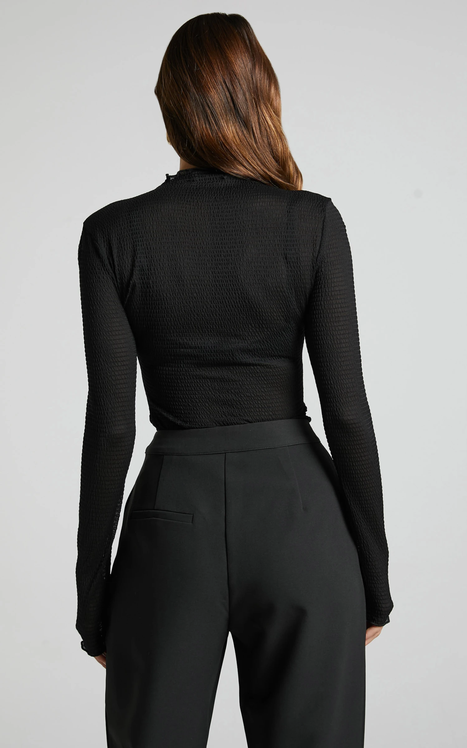 Showpo Rhialyn Long Sleeve Sheer Top In Black 8 Showpo Rhialyn Long Sleeve Sheer Top In Black - Image 8