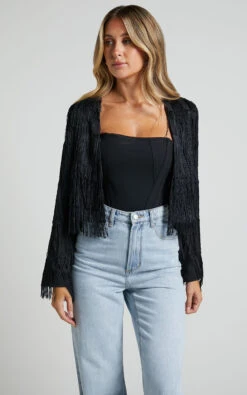 Showpo Rhizza Fringed Jacket In Black -Showpo Women's Clothing Store Rhizza Fringed Jacket in Black 4