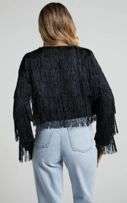 Showpo Rhizza Fringed Jacket In Black -Showpo Women's Clothing Store Rhizza Fringed Jacket in Black 6 1682963338368