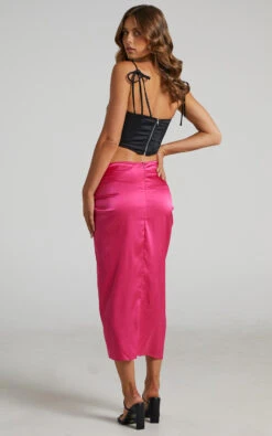 Showpo Ricarda Twist Front Midi Skirt In Hot Pink -Showpo Women's Clothing Store Ricarda Midi Skirt with Front Twist in Hot Pink 2528SB21110032022529 6