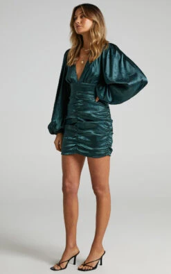 Showpo Richmond Long Sleeve Ruched Mini Dress In Emerald 15 Showpo Richmond Long Sleeve Ruched Mini Dress In Emerald -Showpo Women's Clothing Store Richmond Long Sleeve Ruched Mini Dress in Emerald SD21020060 251