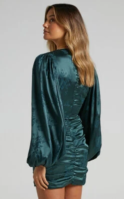 Showpo Richmond Long Sleeve Ruched Mini Dress In Emerald 16 Showpo Richmond Long Sleeve Ruched Mini Dress In Emerald -Showpo Women's Clothing Store Richmond Long Sleeve Ruched Mini Dress in Emerald SD21020060 252