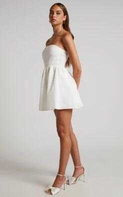Showpo Rikardy Mini Dress - Strapless Fit And Flare Dress In White Floral Texture 12 Showpo Rikardy Mini Dress - Strapless Fit And Flare Dress In White Floral Texture -Showpo Women's Clothing Store Rikardy Strapless Mini Dress in White Floral Texture 51