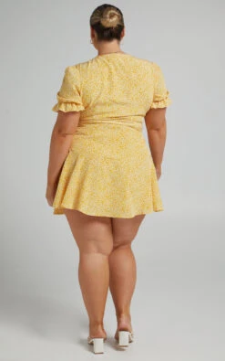 Showpo Azelle Wrap Mini Dress In Yellow Floral -Showpo Women's Clothing Store Riley x Lucy x Anthony 10.11.2135562
