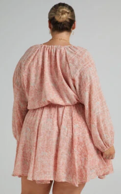 Showpo Raven Long Sleeve Mini Dress With Belt In Pink Floral -Showpo Women's Clothing Store Riley x Lucy x Anthony 10.11.2136353