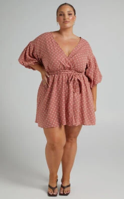 Showpo Steffany Wrap Style Mini Dress In Dusty Pink Spot 15 Showpo Steffany Wrap Style Mini Dress In Dusty Pink Spot -Showpo Women's Clothing Store Riley x Lucy x Anthony 10.11.2136462