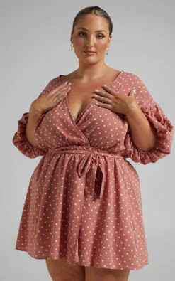 Showpo Steffany Wrap Style Mini Dress In Dusty Pink Spot 13 Showpo Steffany Wrap Style Mini Dress In Dusty Pink Spot -Showpo Women's Clothing Store Riley x Lucy x Anthony 10.11.2136522