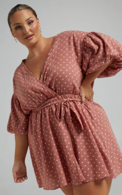 Showpo Steffany Wrap Style Mini Dress In Dusty Pink Spot 11 Showpo Steffany Wrap Style Mini Dress In Dusty Pink Spot -Showpo Women's Clothing Store Riley x Lucy x Anthony 10.11.2136533