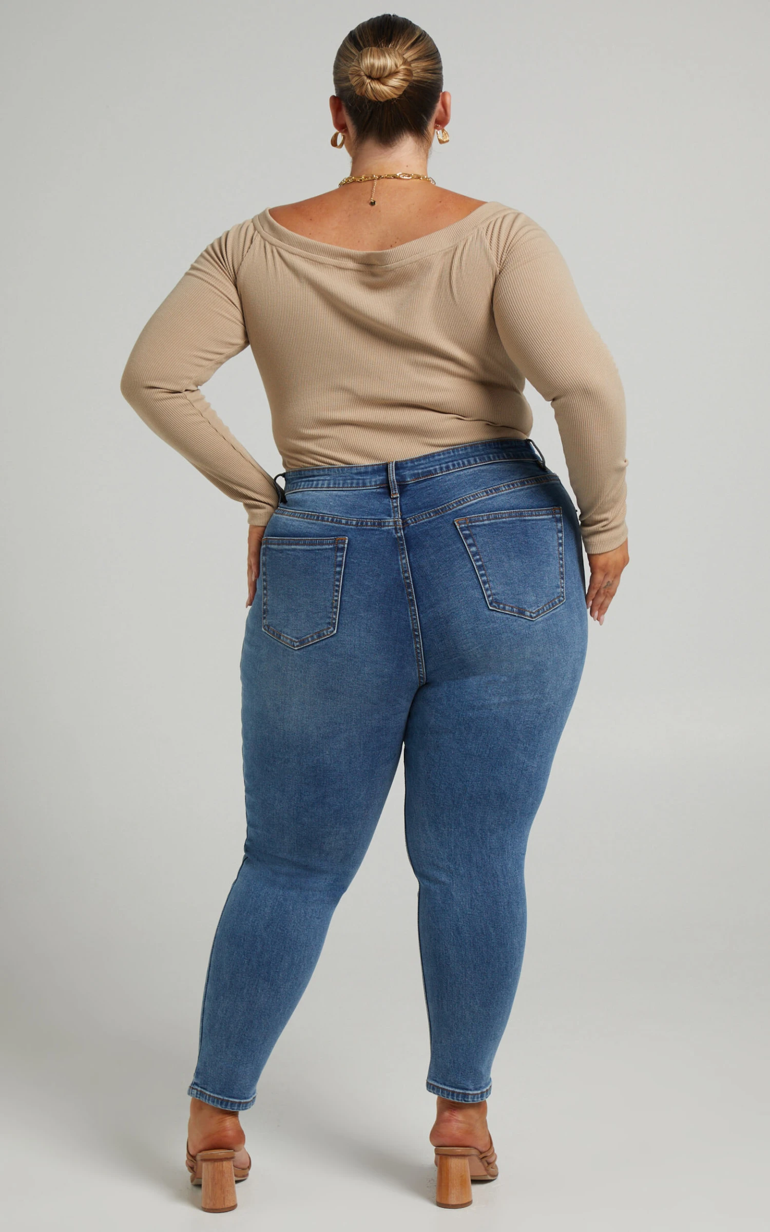 Showpo Lucilla - High Waisted Contour Fitted Jeans In Blue 8 Showpo Lucilla - High Waisted Contour Fitted Jeans In Blue - Image 8