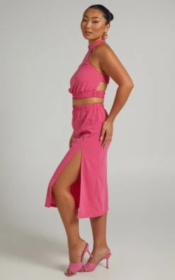 Showpo Kiki Halter Neck Top With Elastic Detailing In Hot Pink -Showpo Women's Clothing Store Rino x Lucy x Anthony 15.10.2116194