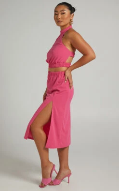 Showpo Lerah Elastic Waist Midi Skirt In Hot Pink -Showpo Women's Clothing Store Rino x Lucy x Anthony 15.10.2116195