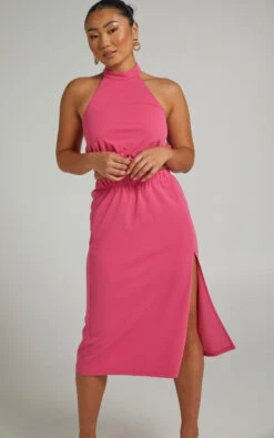 Showpo Lerah Elastic Waist Midi Skirt In Hot Pink -Showpo Women's Clothing Store Rino x Lucy x Anthony 15.10.2116212