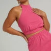 Showpo Kiki Halter Neck Top With Elastic Detailing In Hot Pink