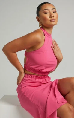 Showpo Kiki Halter Neck Top With Elastic Detailing In Hot Pink -Showpo Women's Clothing Store Rino x Lucy x Anthony 15.10.2116240 Cropped