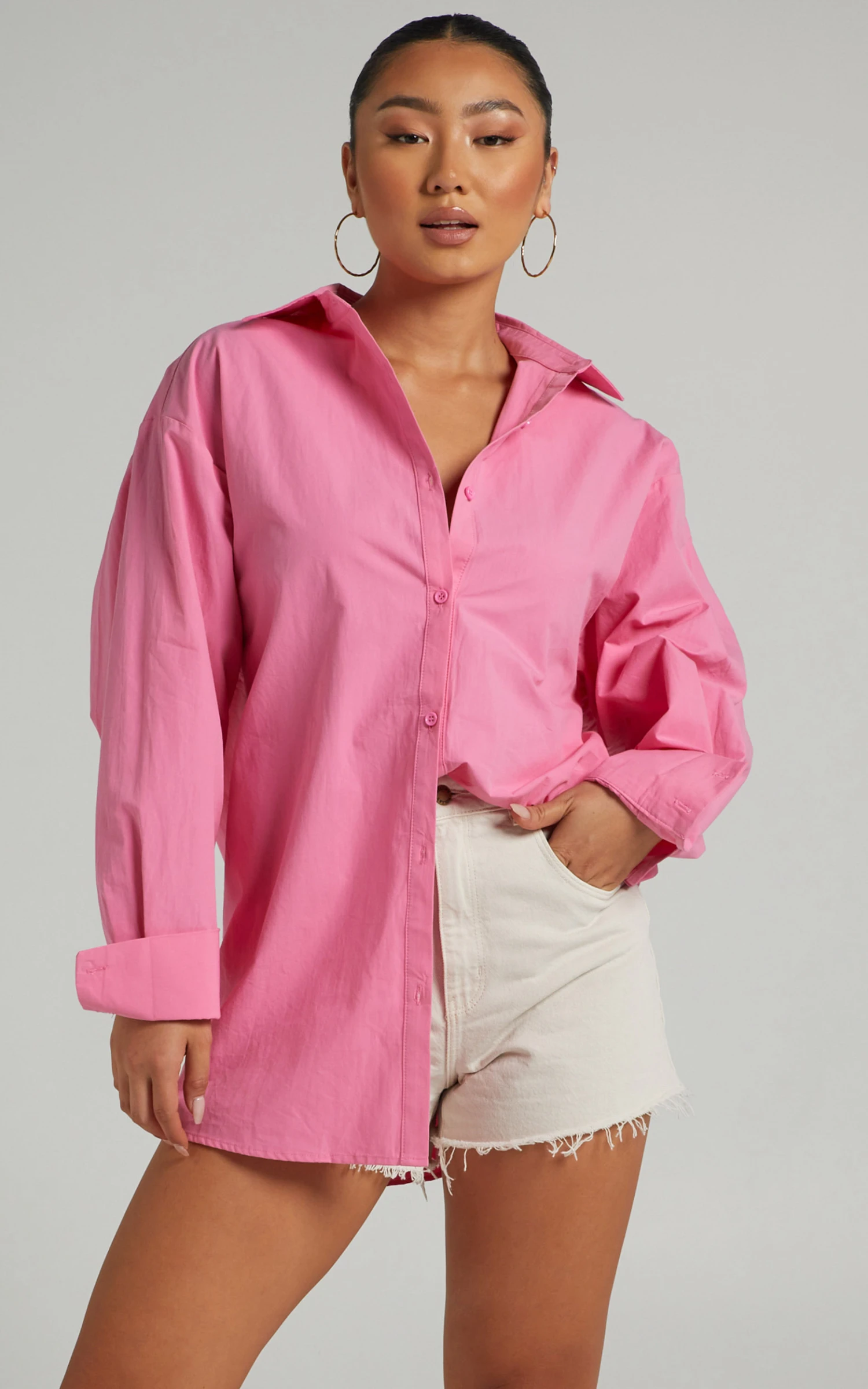 Showpo Harriet Oversized Long Sleeve Button Up Shirt In Pink 5 Showpo Harriet Oversized Long Sleeve Button Up Shirt In Pink - Image 5
