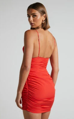 Showpo Roberta Ruched Bodycon Mini Dress In Red 12 Showpo Roberta Ruched Bodycon Mini Dress In Red -Showpo Women's Clothing Store Roberta Ruched Bodycon Mini Dress in Red 4