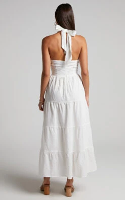 Showpo Roella Midi Dress - Tiered Halter Dress In White 12 Showpo Roella Midi Dress - Tiered Halter Dress In White -Showpo Women's Clothing Store Roella Tiered Halter Maxi Dress in White 2528SD22090027012529 5