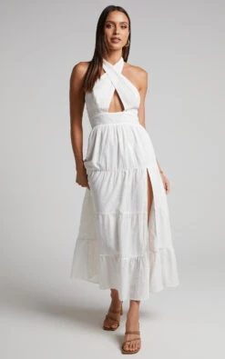 Showpo Roella Midi Dress - Tiered Halter Dress In White 11 Showpo Roella Midi Dress - Tiered Halter Dress In White -Showpo Women's Clothing Store Roella Tiered Halter Maxi Dress in White 2528SD22090027012529 6