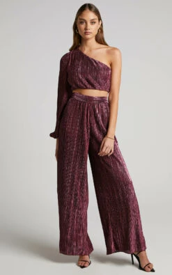 Showpo Roellah Pants - High Waisted Lurex Plisse Relaxed Palazzo Pants In Plum 8 Showpo Roellah Pants - High Waisted Lurex Plisse Relaxed Palazzo Pants In Plum -Showpo Women's Clothing Store Roellah Relaxed Palazzo Pants in Pink 2528SB22100022012529 2