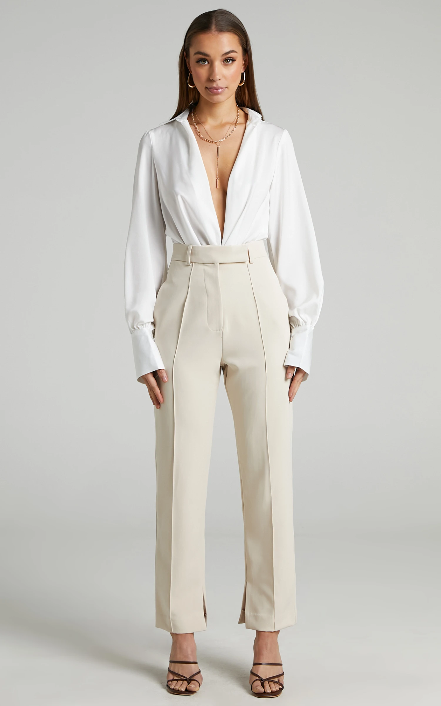 Showpo Rogers - High Waisted Pants In Beige 5 Showpo Rogers - High Waisted Pants In Beige - Image 5