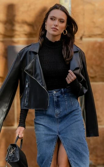 Showpo Wrenley Biker Jacket In Black 1 Showpo Wrenley Biker Jacket In Black