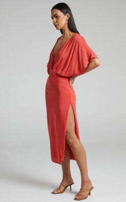 Showpo Sunshine Plunge Neck Midi Dress In Burnt Orange 9 Showpo Sunshine Plunge Neck Midi Dress In Burnt Orange -Showpo Women's Clothing Store SUNSHINE PLUNGE NECK MIDI DRESS IN BURNT ORANGE 2