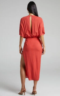 Showpo Sunshine Plunge Neck Midi Dress In Burnt Orange 10 Showpo Sunshine Plunge Neck Midi Dress In Burnt Orange -Showpo Women's Clothing Store SUNSHINE PLUNGE NECK MIDI DRESS IN BURNT ORANGE 3