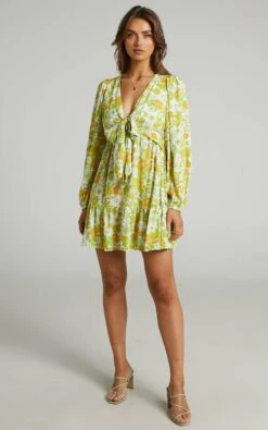 Showpo Sabella Rayon Balloon Sleeve Mini Dress In Harmony Floral 15 Showpo Sabella Rayon Balloon Sleeve Mini Dress In Harmony Floral -Showpo Women's Clothing Store Sabella Rayon Dress in Green 2528SD21030059012529