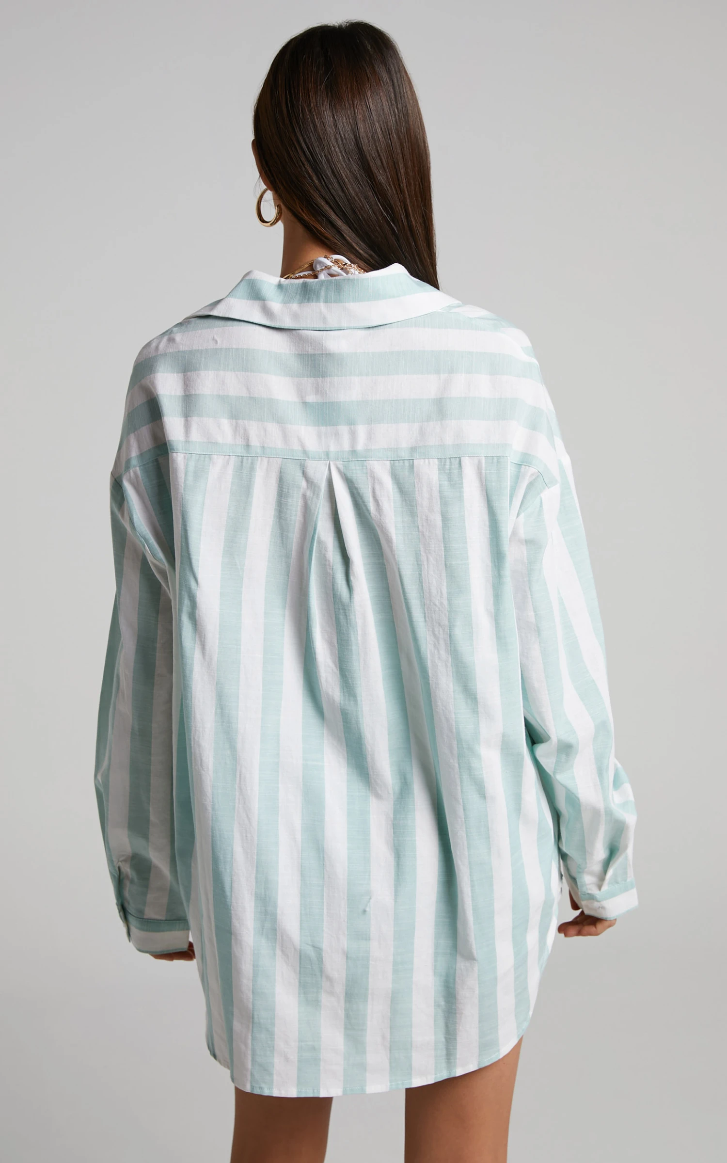 Showpo Sahle Shirt - Oversized Striped Shirt In Mint 6 Showpo Sahle Shirt - Oversized Striped Shirt In Mint - Image 6