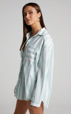 Showpo Sahle Shirt - Oversized Striped Shirt In Mint 10 Showpo Sahle Shirt - Oversized Striped Shirt In Mint -Showpo Women's Clothing Store Sahle Striped Shirt in Mint 2528ST22090012012529 8
