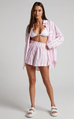 Showpo Sahle Shirt - Oversized Striped Shirt In Pink 11 Showpo Sahle Shirt - Oversized Striped Shirt In Pink -Showpo Women's Clothing Store Sahle Striped Shirt in Pink 2528ST22090012022529 1