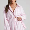 Showpo Sahle Shirt - Oversized Striped Shirt In Pink