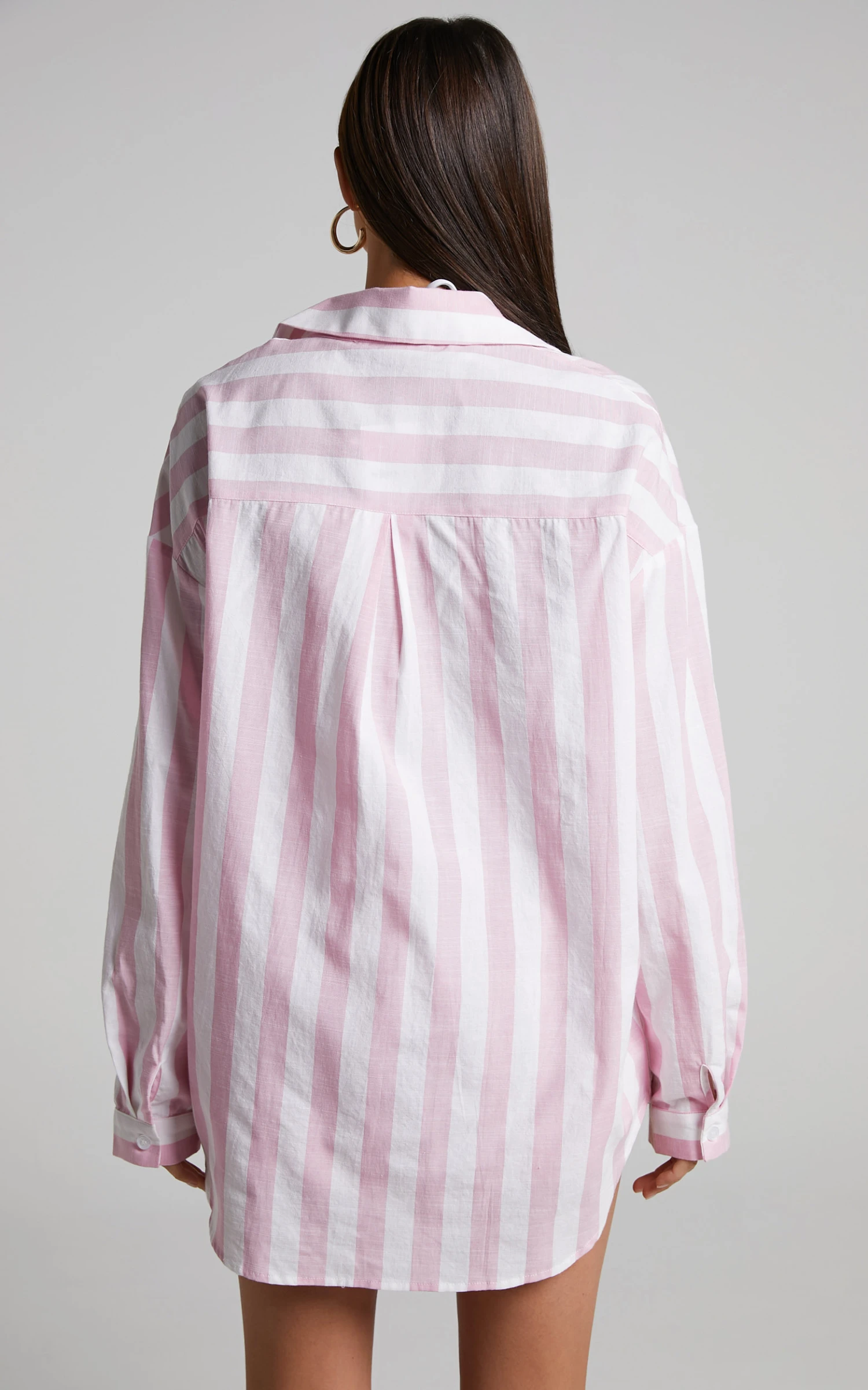 Showpo Sahle Shirt - Oversized Striped Shirt In Pink 6 Showpo Sahle Shirt - Oversized Striped Shirt In Pink - Image 6