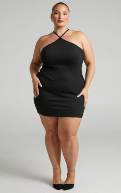 Showpo Samina Panelled Halter Bodycon Mini Dress In Black 15 Showpo Samina Panelled Halter Bodycon Mini Dress In Black -Showpo Women's Clothing Store Samina Halter Panelled Mini Dress in Black 2528SD22070012012529 1