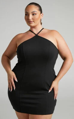 Showpo Samina Panelled Halter Bodycon Mini Dress In Black 11 Showpo Samina Panelled Halter Bodycon Mini Dress In Black -Showpo Women's Clothing Store Samina Halter Panelled Mini Dress in Black 2528SD22070012012529 4