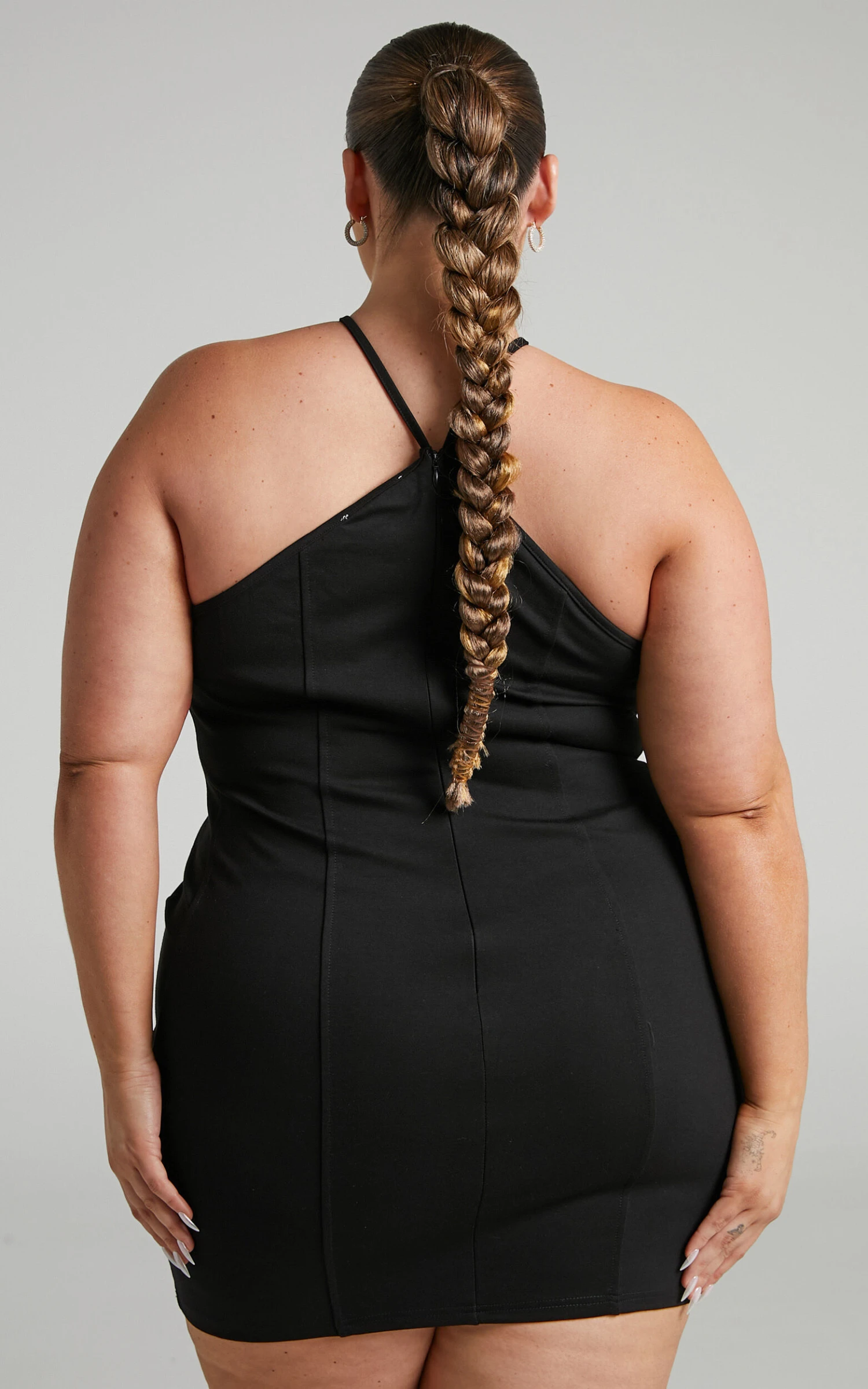 Showpo Samina Panelled Halter Bodycon Mini Dress In Black 8 Showpo Samina Panelled Halter Bodycon Mini Dress In Black - Image 8