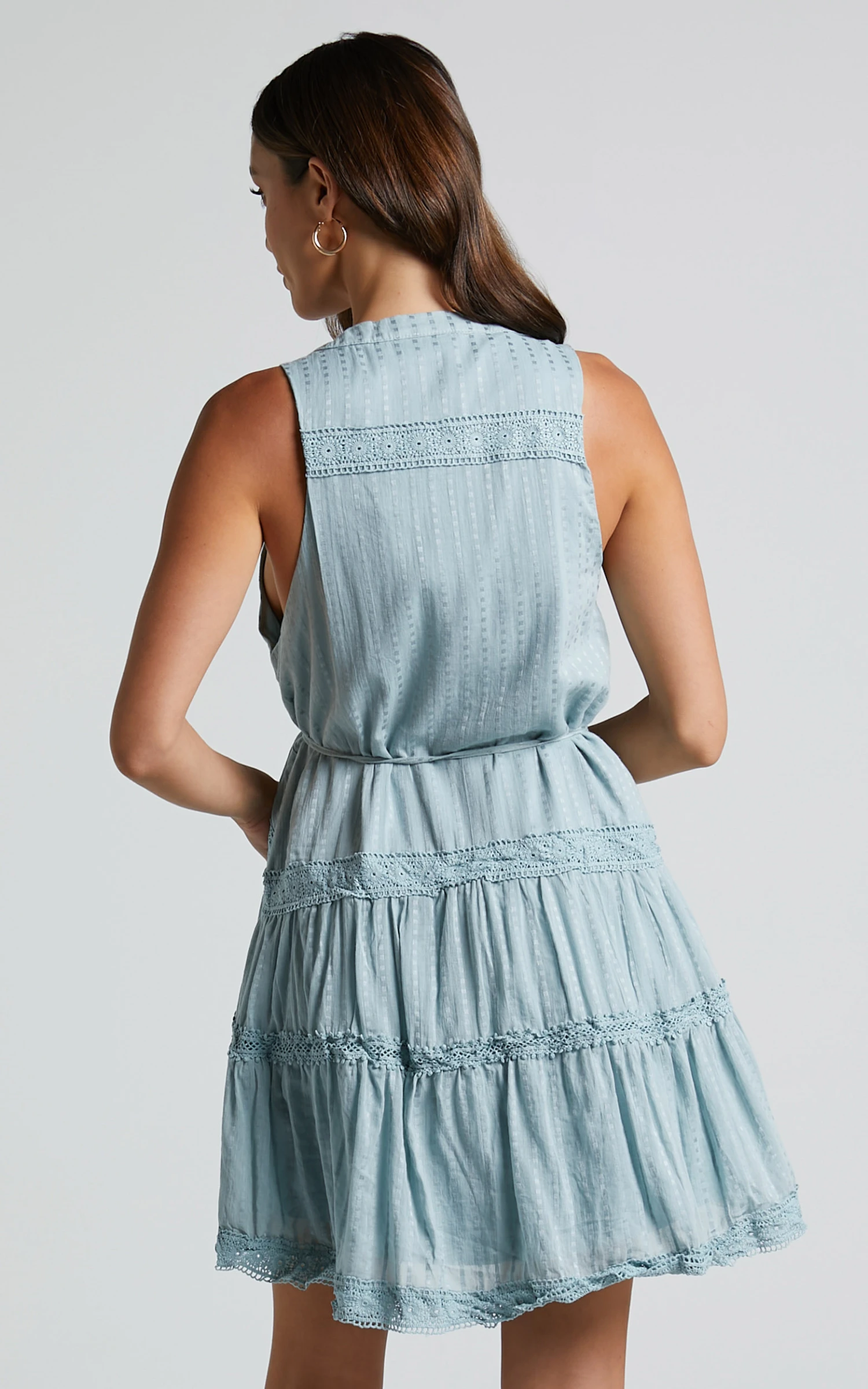 Showpo Scotty Button Up Broderie Mini Dress In Sage 6 Showpo Scotty Button Up Broderie Mini Dress In Sage - Image 6