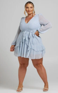 Showpo Eyes That Know Me Long Sleeve Ruffle Mini Dress In Powder Blue 11 Showpo Eyes That Know Me Long Sleeve Ruffle Mini Dress In Powder Blue -Showpo Women's Clothing Store September 10 21 ShowPo0260